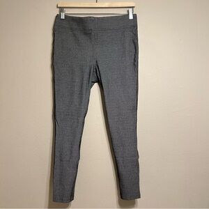LOFT Work Pants Grey Herringbone Pattern Pull On‎ Trouser Stretchy Ankle size m